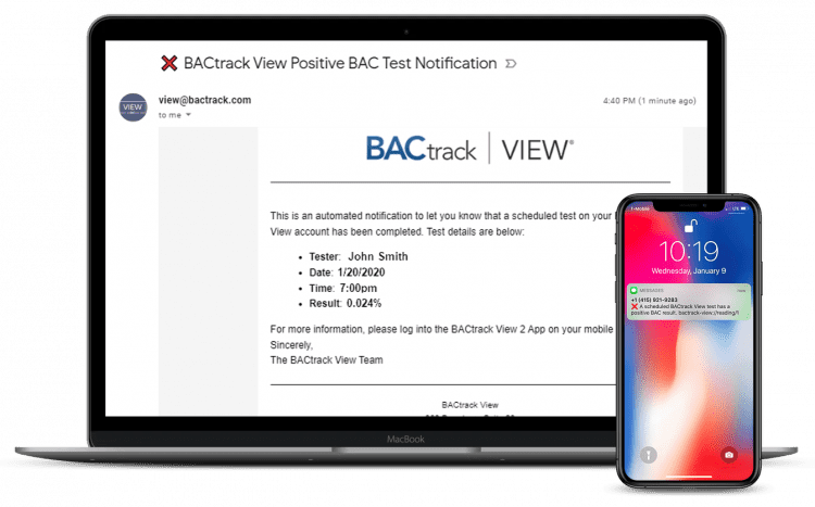 BACtrack View sobriety tracker app test notifications for monitors