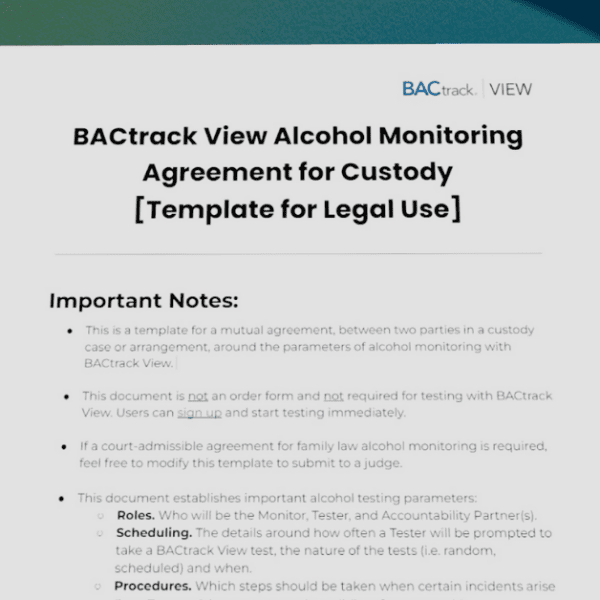 sample alcohol monitoring agreement for custody template